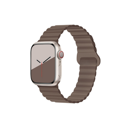 Apple Watch Uyumlu Manyetik Silikon Loop Kordon Kahverengi