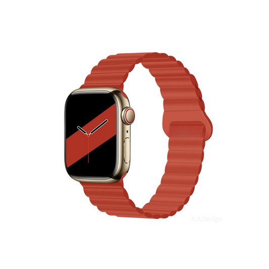 Apple Watch Uyumlu Manyetik Silikon Loop Kordon Kırmızı