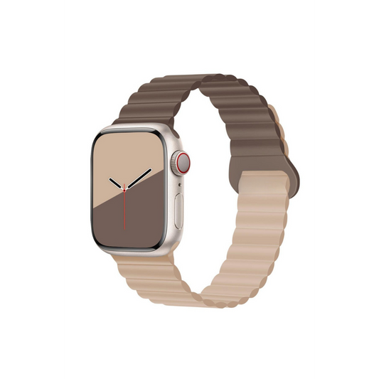 Apple Watch Uyumlu Manyetik Silikon Loop Kordon N Süt Çayı/Kahverengi