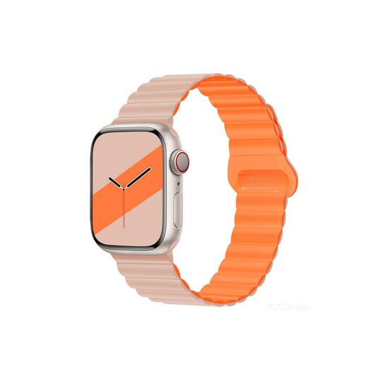 Apple Watch Uyumlu Manyetik Silikon Loop Kordon Kum Pembesi/Turuncu