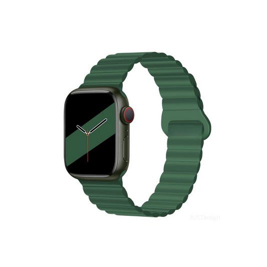Apple Watch Uyumlu Manyetik Silikon Loop Kordon Haki Yeşili