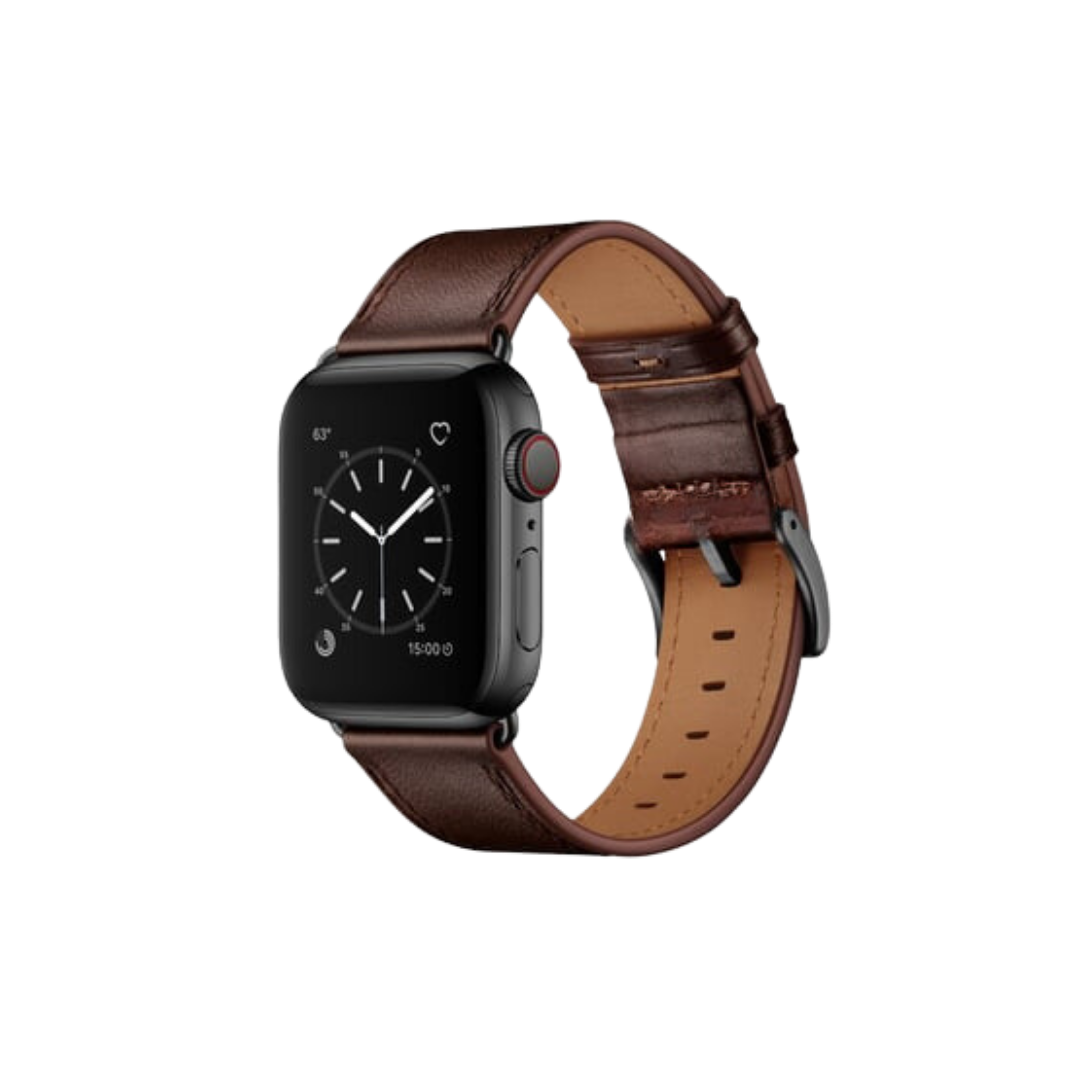 Apple Watch Uyumlu Hakiki Deri Kordon Koyu Kahverengi