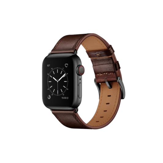 Apple Watch Uyumlu Hakiki Deri Kordon Koyu Kahverengi