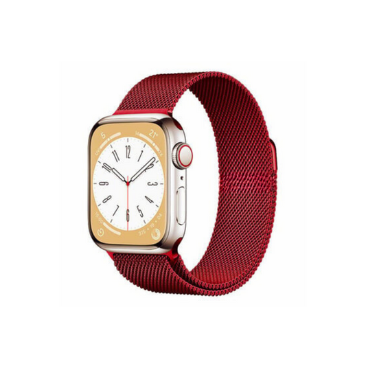 Apple Watch Uyumlu Milano Loop Çelik Hasır Kordon Kırmızı