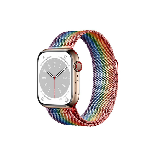 Apple Watch Uyumlu Milano Loop Çelik Hasır Kordon Pride (Rainbow)