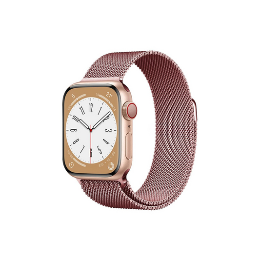 Apple Watch Uyumlu Milano Loop Çelik Hasır Kordon Pembe