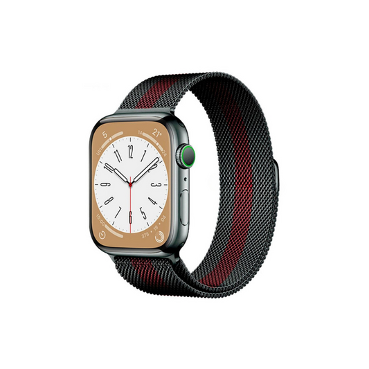 Apple Watch Uyumlu Milano Loop Çelik Hasır Kordon Siyah/Kırmızı