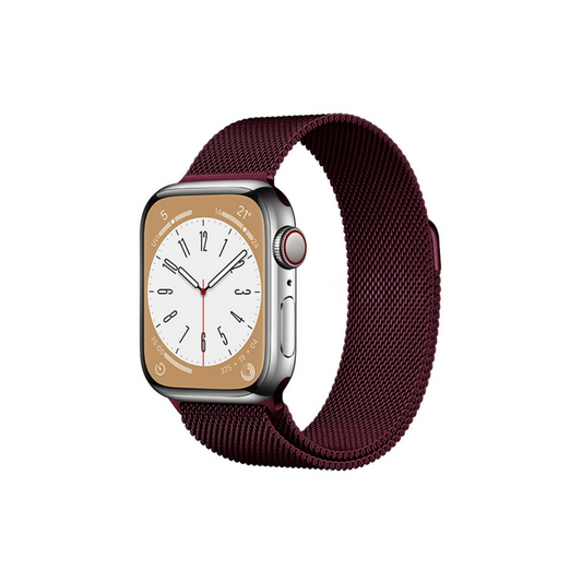 Apple Watch Uyumlu Milano Loop Çelik Hasır Kordon Bordo