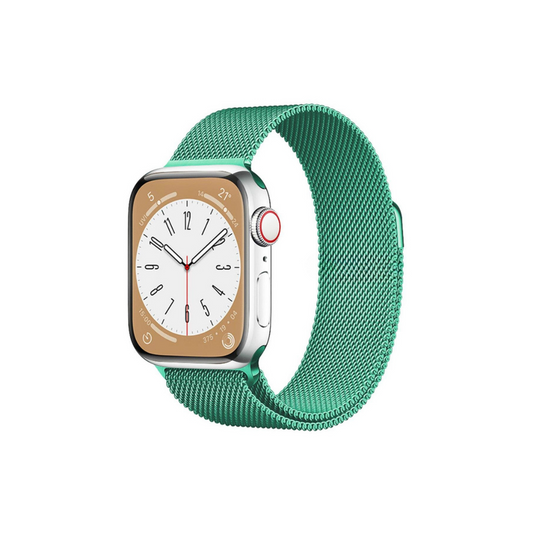 Apple Watch Uyumlu Milano Loop Çelik Hasır Kordon Açık Yeşil