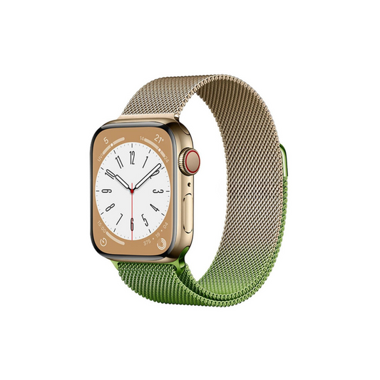 Apple Watch Uyumlu Milano Loop Çelik Hasır Kordon Gold Yeşil