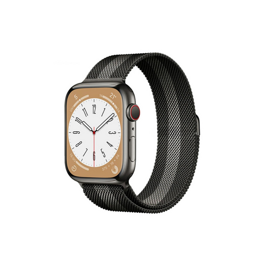 Apple Watch Uyumlu Milano Loop Çelik Hasır Kordon Siyah/Gri