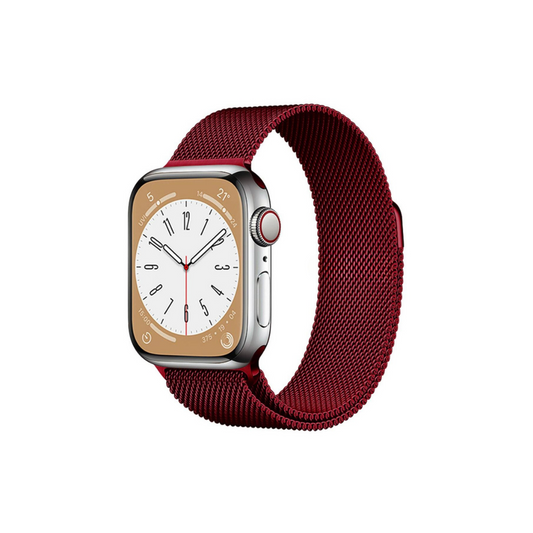 Apple Watch Uyumlu Milano Loop Çelik Hasır Kordon Rose Kırmızı