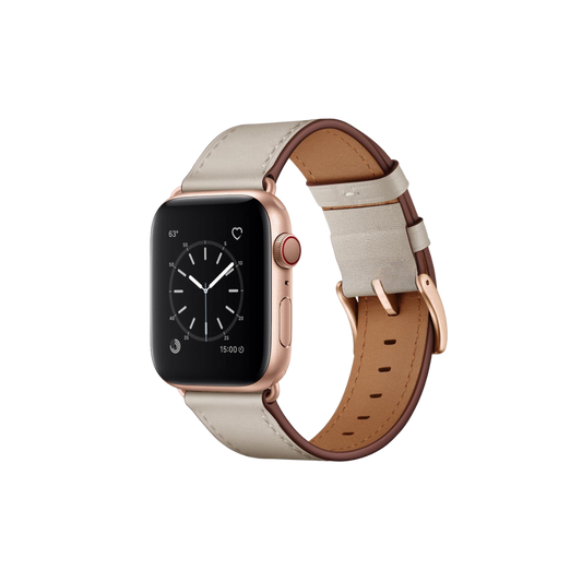 Apple Watch Uyumlu Hakiki Deri Kordon Krem