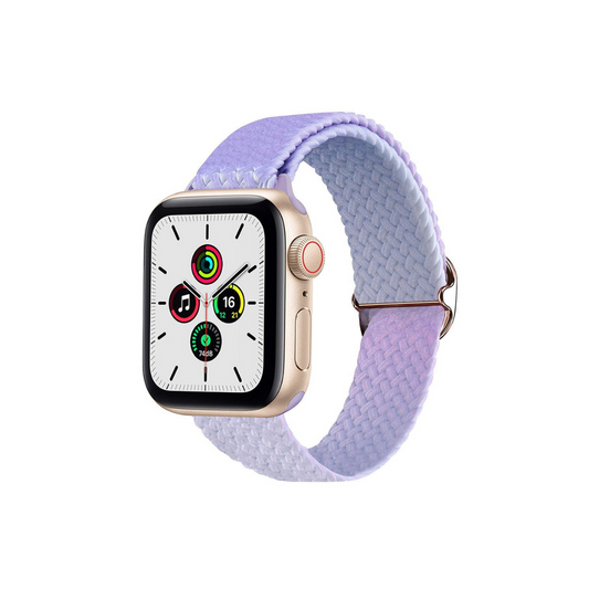 Apple Watch Uyumlu Ayarlanabilir Renkli Örgü Loop Kordon Mor/Mavi