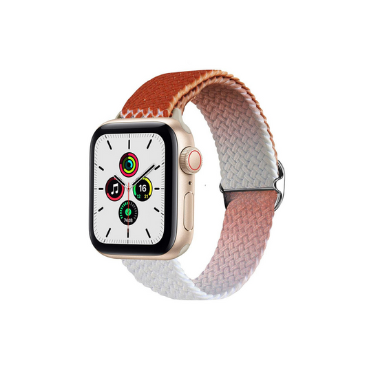 Apple Watch Uyumlu Ayarlanabilir Renkli Örgü Loop Kordon Kahverengi/Gri