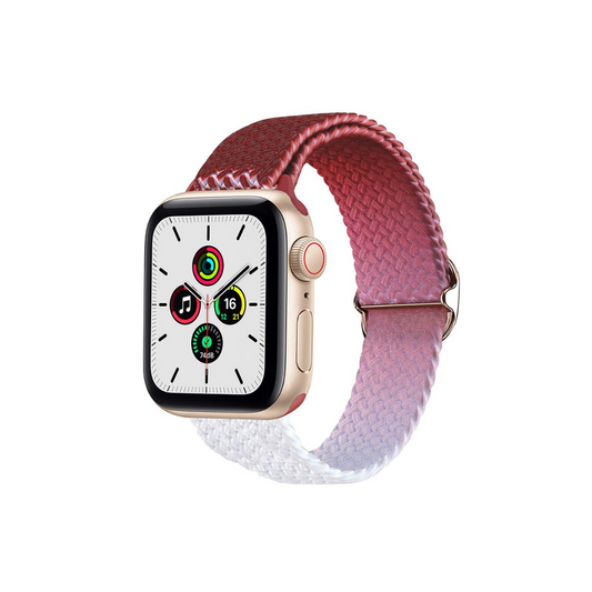 Apple Watch Uyumlu Ayarlanabilir Renkli Örgü Loop Kordon Bordo/Gri