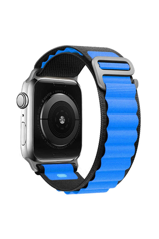 Apple Watch Uyumlu Alpine Loop Kordon Siyah/Mavi