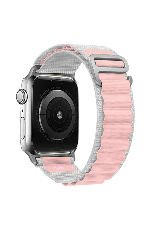Apple Watch Uyumlu Alpine Loop Kordon Gri/Pembe
