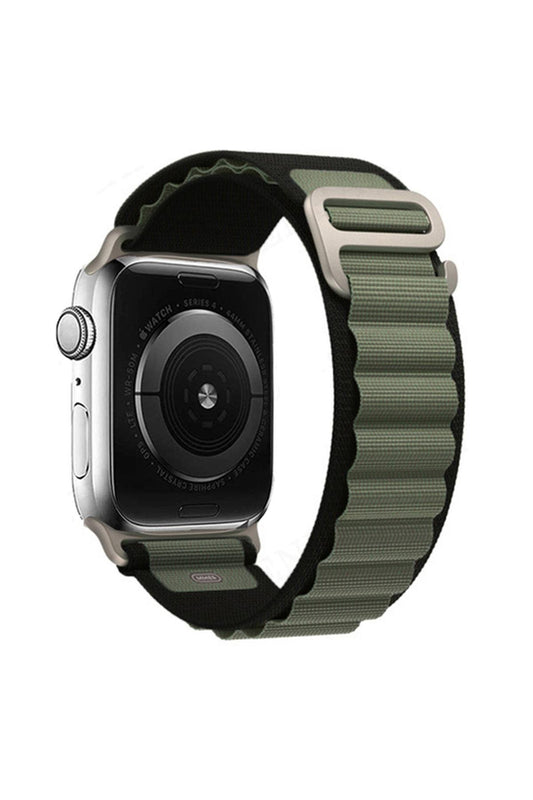 Apple Watch Uyumlu Alpine Loop Kordon Siyah/Yeşil