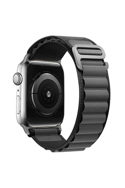 Apple Watch Uyumlu Alpine Loop Kordon Siyah/Gri