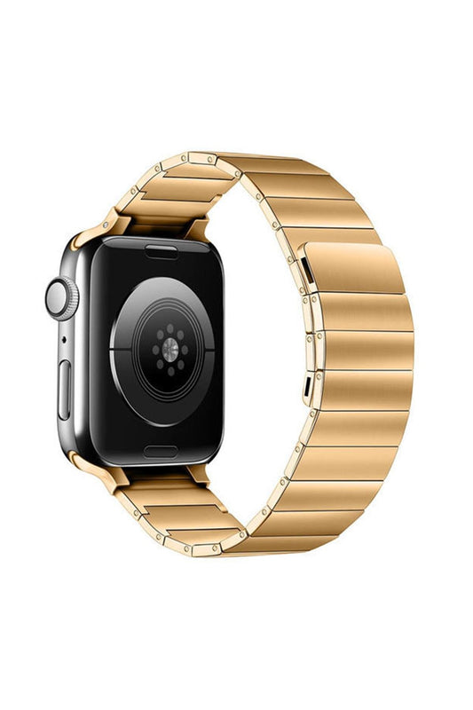 Apple Watch Uyumlu Baklalı Çelik Kordon Gold