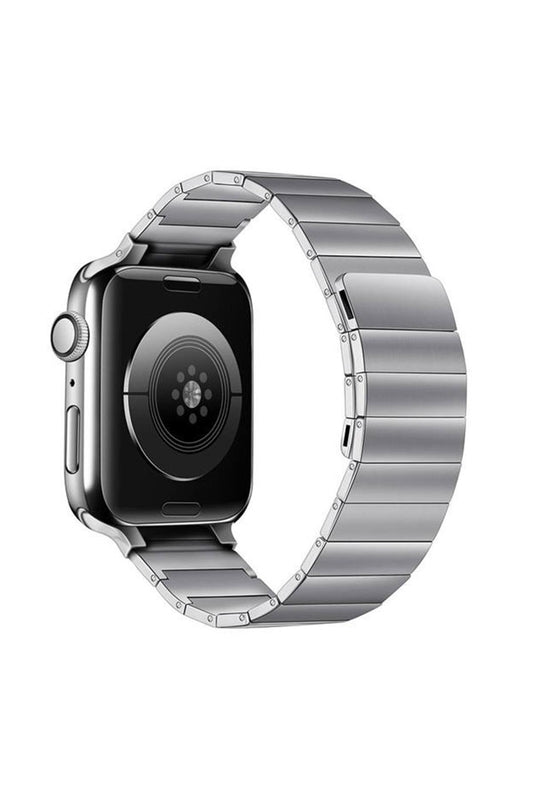 Apple Watch Uyumlu Baklalı Çelik Kordon Gümüş