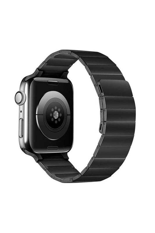 Apple Watch Uyumlu Baklalı Çelik Kordon Siyah