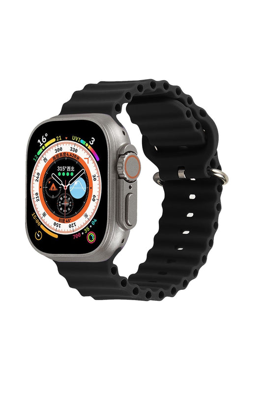 Apple Watch Uyumlu Kalın Ocean Loop Kordon Siyah