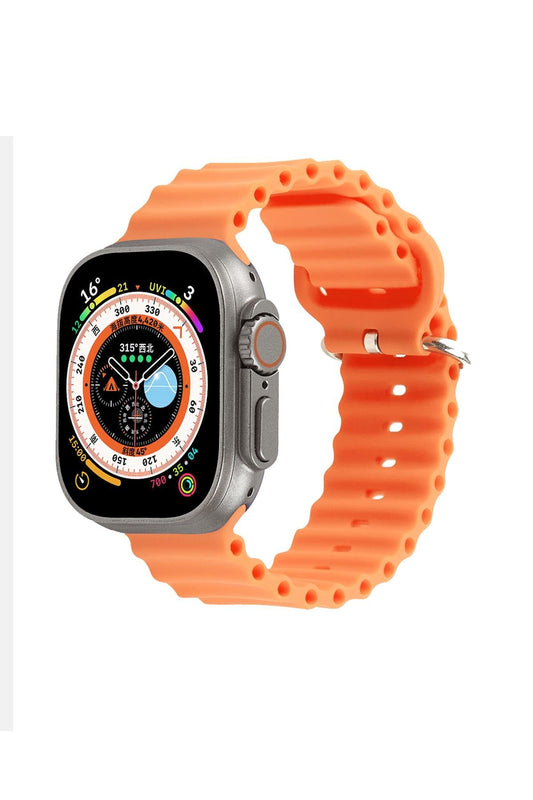 Apple Watch Uyumlu Kalın Ocean Loop Kordon Turuncu