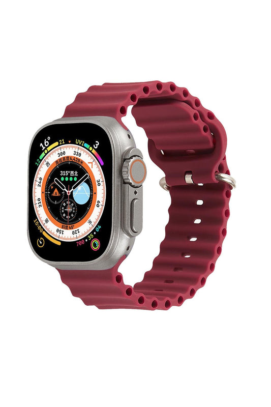 Apple Watch Uyumlu Kalın Ocean Loop Kordon Bordo