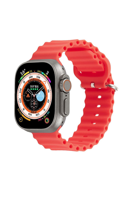 Apple Watch Uyumlu Kalın Ocean Loop Kordon Kırmızı