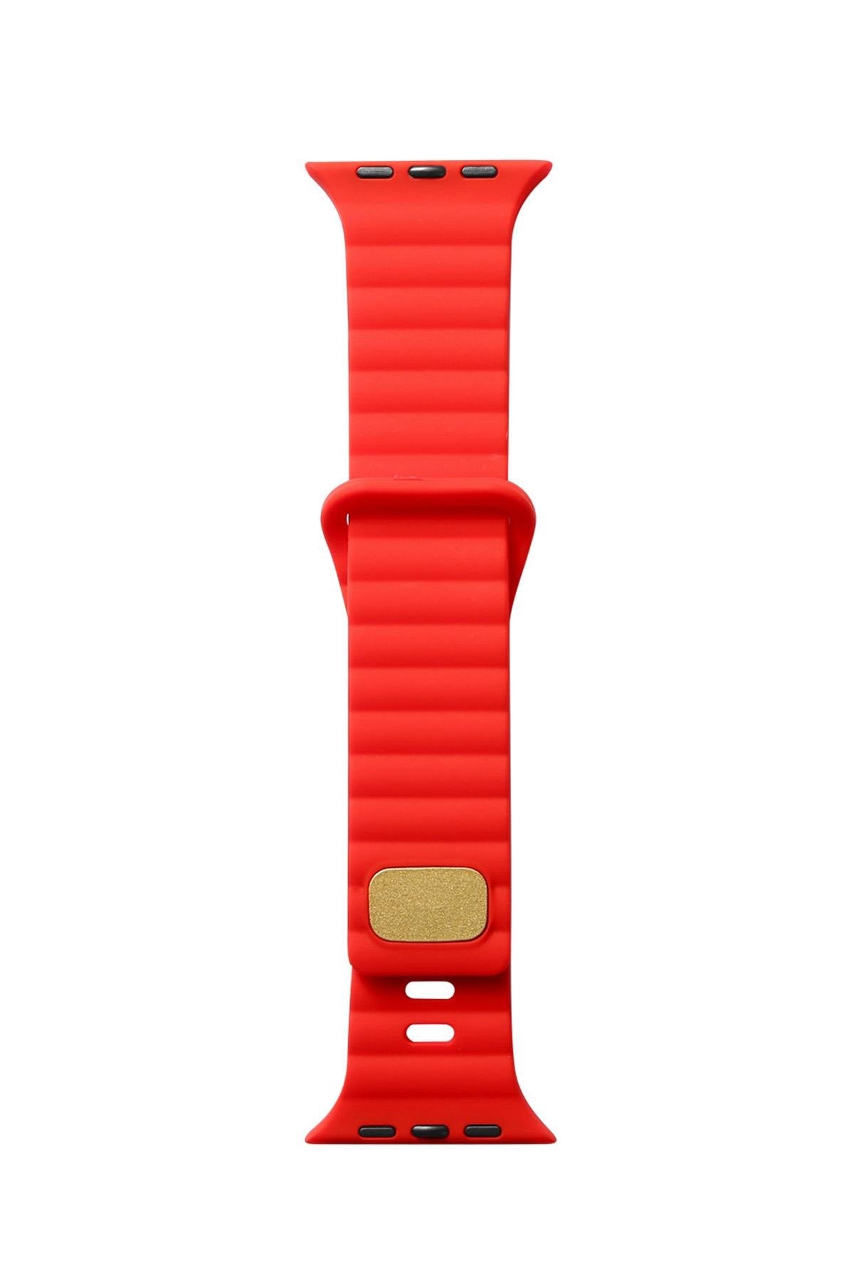 Apple Watch Uyumlu Kalın Silikon Kordon Kırmızı