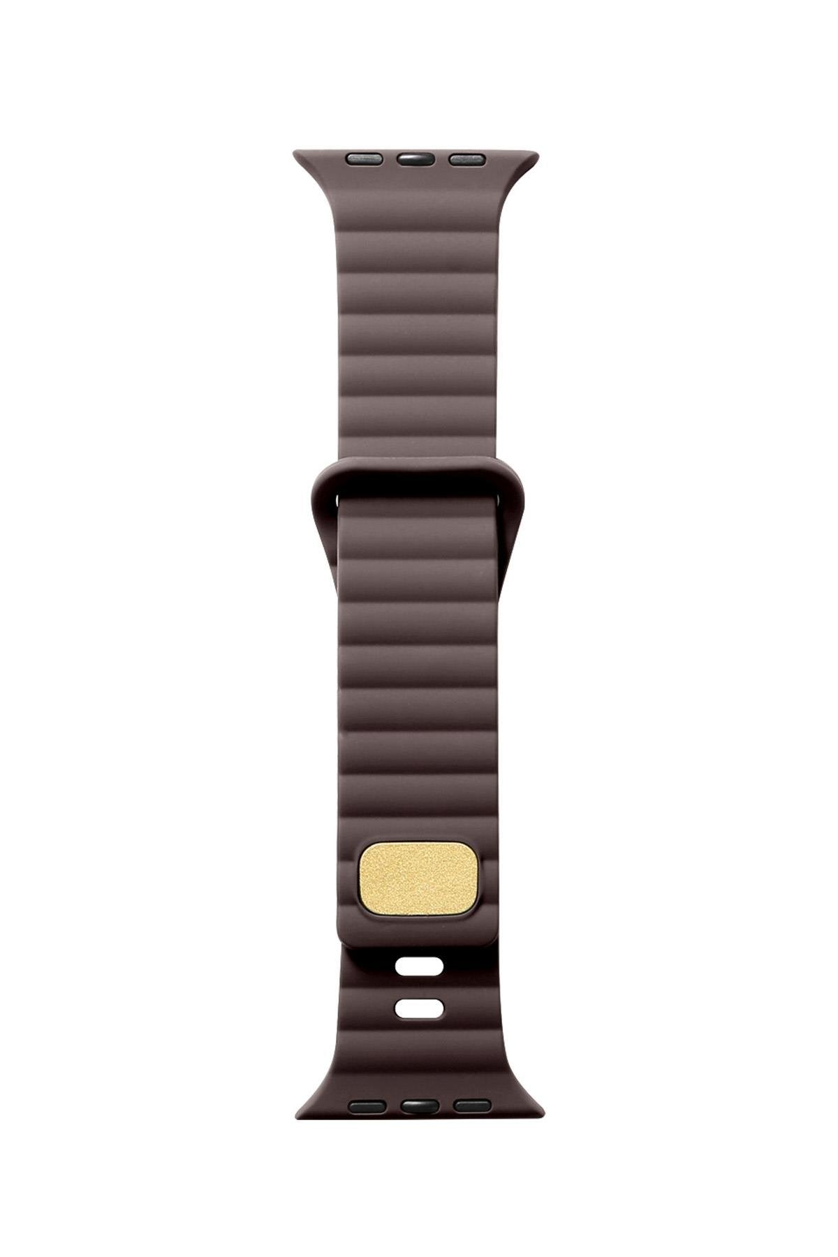 Apple Watch Uyumlu Kalın Silikon Kordon Kahverengi