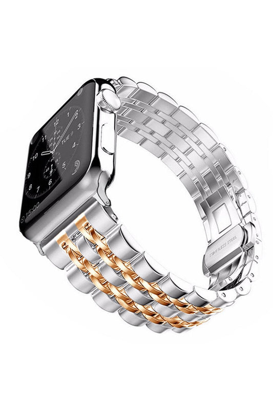 Apple Watch Uyumlu Klasik Jubile Çelik Kordon Gümüş/Rose