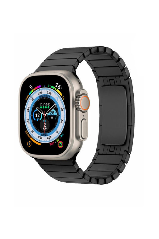 Apple Watch Uyumlu Klipsli Çelik Loop Kordon Siyah