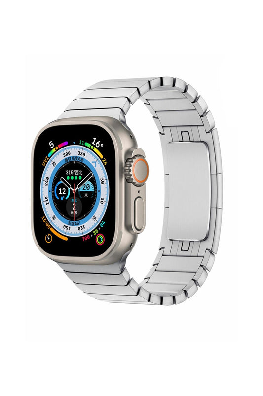 Apple Watch Uyumlu Klipsli Çelik Loop Kordon Gümüş