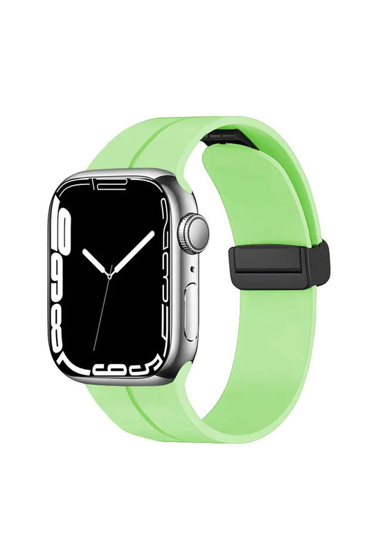 Apple Watch Uyumlu Manyetik Klipsli Silikon Kordon Fıstık Yeşili