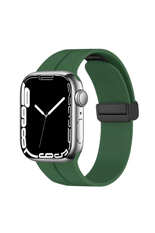 Apple Watch Uyumlu Manyetik Klipsli Silikon Kordon Yeşil