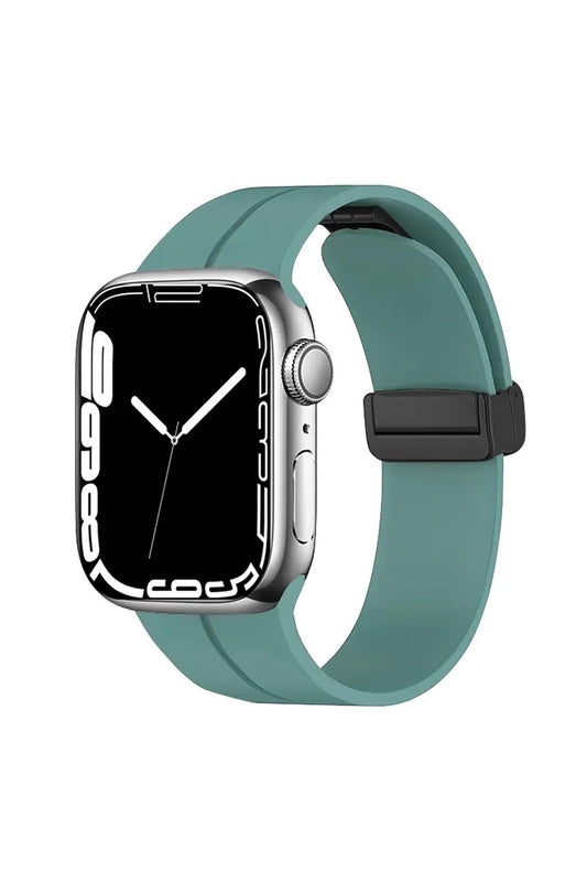 Apple Watch Uyumlu Manyetik Klipsli Silikon Kordon Çam Yeşili