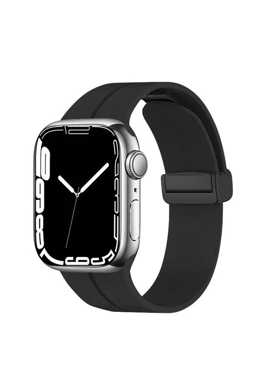 Apple Watch Uyumlu Manyetik Klipsli Silikon Kordon Siyah