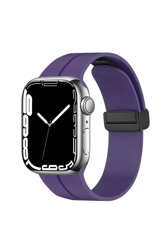 Apple Watch Uyumlu Manyetik Klipsli Silikon Kordon Mor
