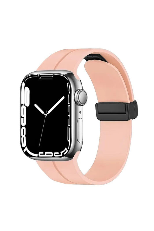 Apple Watch Uyumlu Manyetik Klipsli Silikon Kordon Pembe