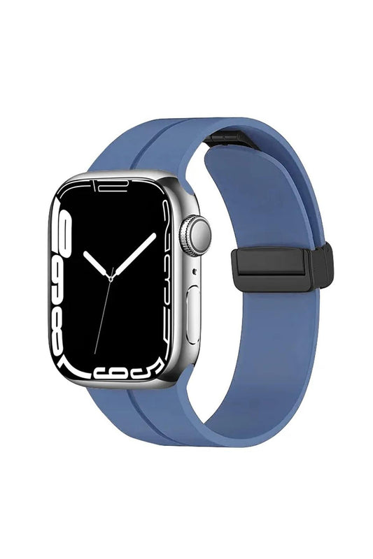 Apple Watch Uyumlu Manyetik Klipsli Silikon Kordon Violet Mavi