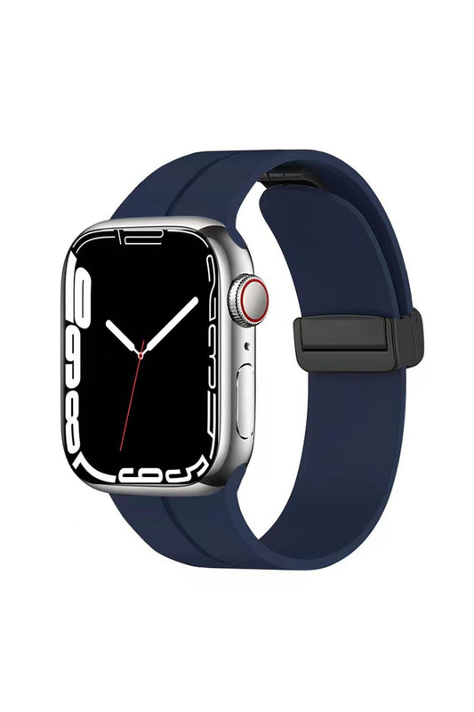 Apple Watch Uyumlu Manyetik Klipsli Silikon Kordon Lacivert