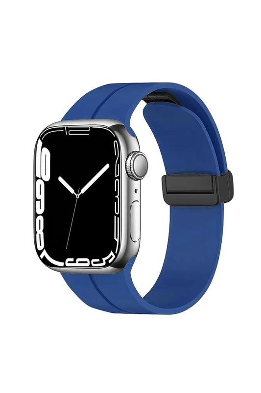 Apple Watch Uyumlu Manyetik Klipsli Silikon Kordon Koyu Mavi