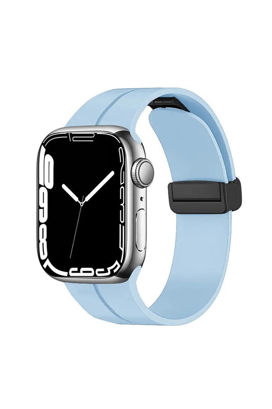 Apple Watch Uyumlu Manyetik Klipsli Silikon Kordon Açık Mavi