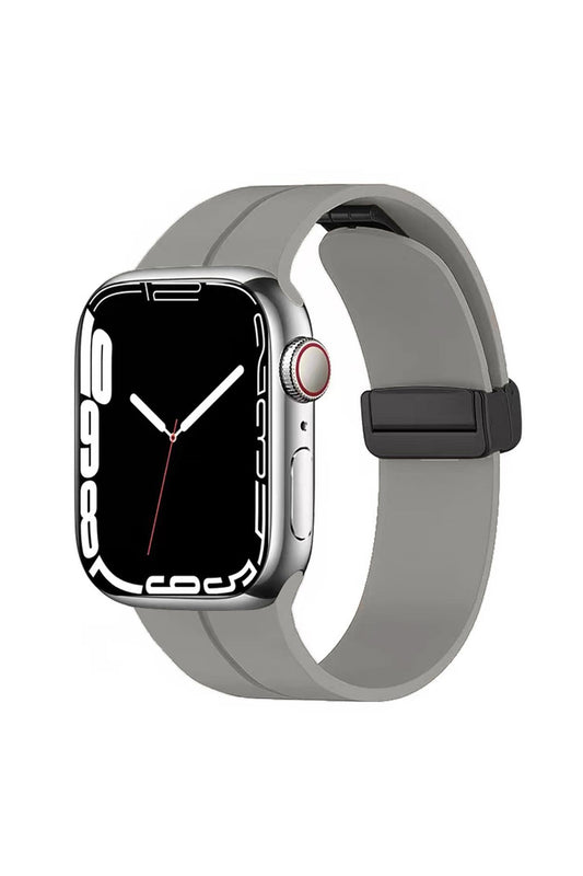 Apple Watch Uyumlu Manyetik Klipsli Silikon Kordon Gri