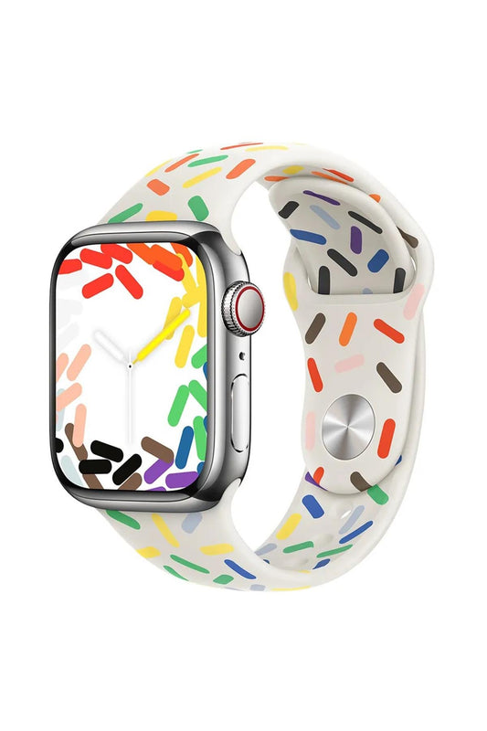 Apple Watch Uyumlu Pride Edition Spor Kordon Beyaz
