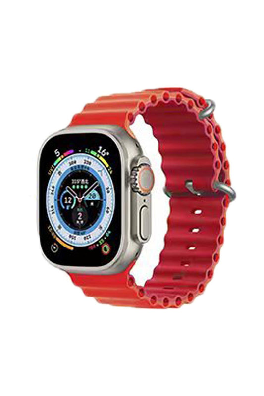 Apple Watch Uyumlu Renkli Ocean Loop Kordon Parlak Kırmızı/Kırmızı