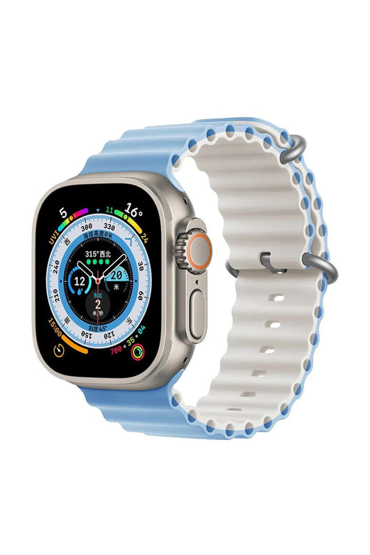 Apple Watch Uyumlu Renkli Ocean Loop Kordon Açık Mavi/Yıldız Işığı